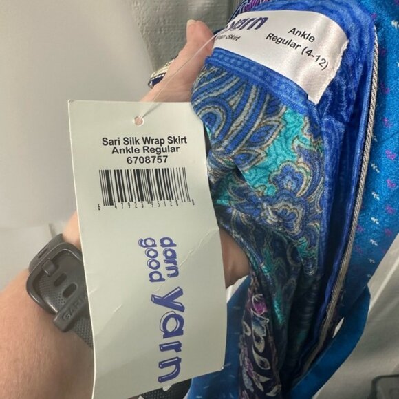 Darn Good Yarn Women’s Blue Silk Sari/ Wrap Skirt One Size NWT - Picture 11 of 11